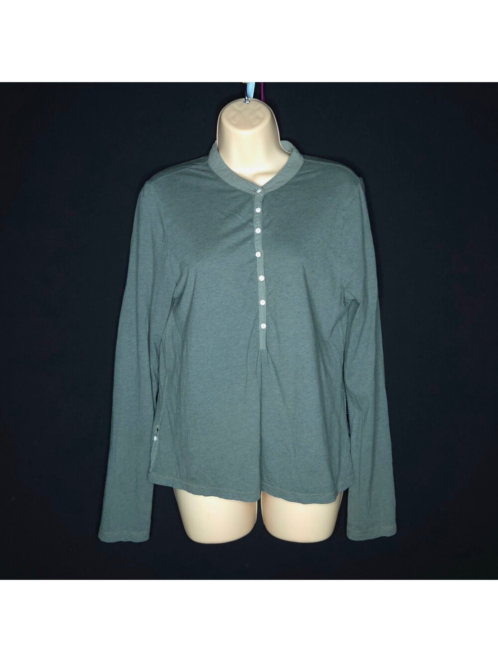 Women’s Imogene and Willie "Vintage" Henley Button Long Sleeve Shirt Sz Large